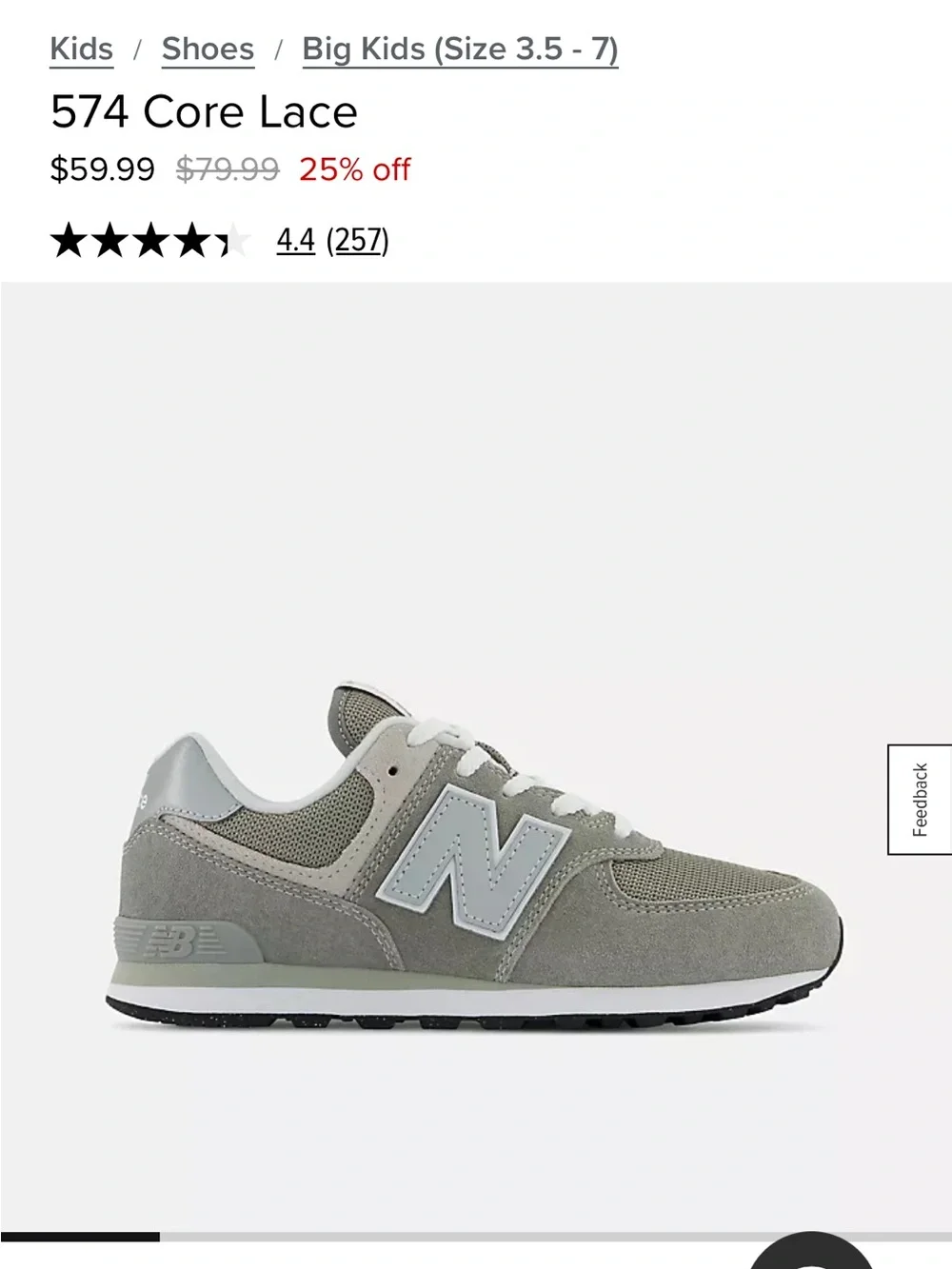 New Balance Kids Grey Suede & Mesh 574 Lace Sneakers